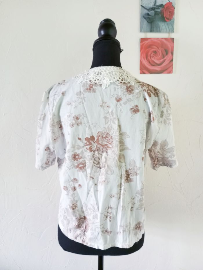 🌸 chemisier vintage avec col en dentelle, taille 40-42 - photo numéro 5
