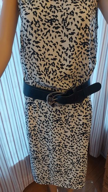 Ceinture en cuir noir réglable de 80cm à 95cm