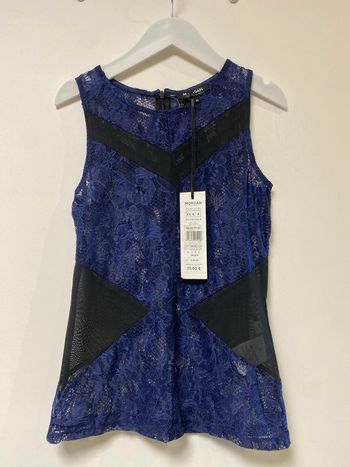 Superbe haut sexy dentelle bleu et noir neuf Morgan taille 34