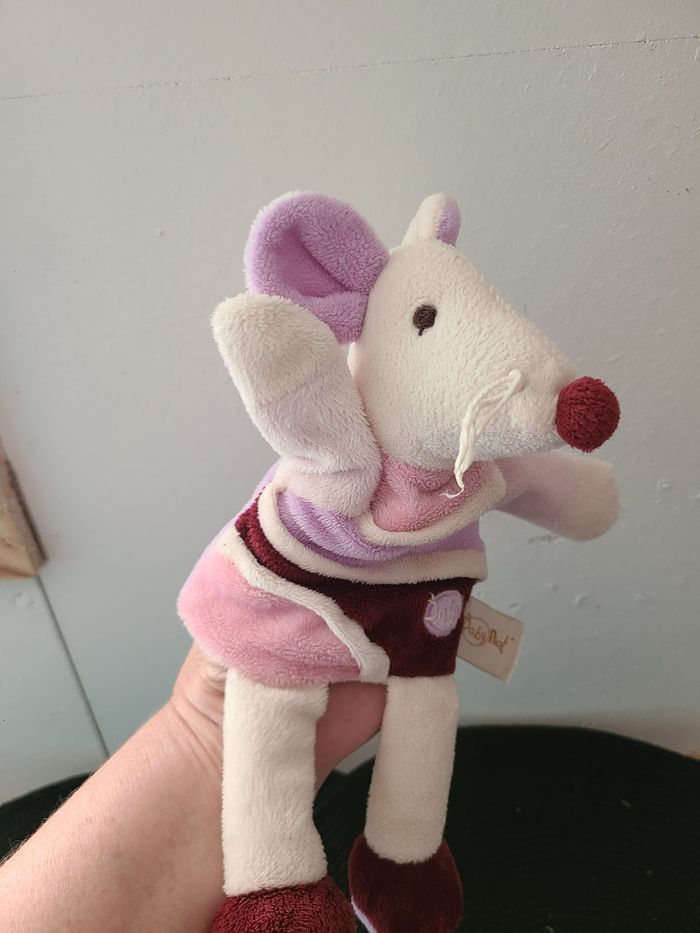 Doudou Babynat Souris Semi Mousse Violet Bordeaux - photo numéro 4