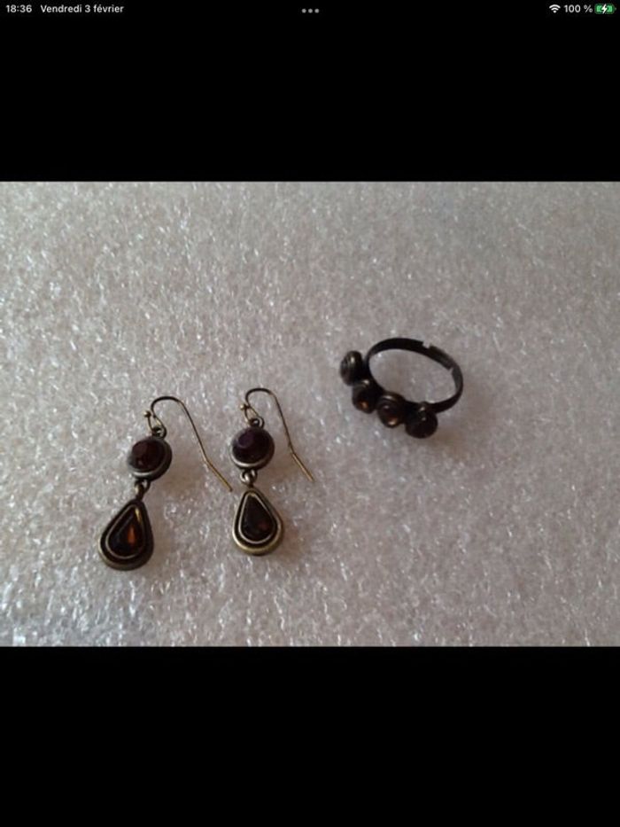 Parure neuve bronze vieilli et ambre garantie sans nickel
