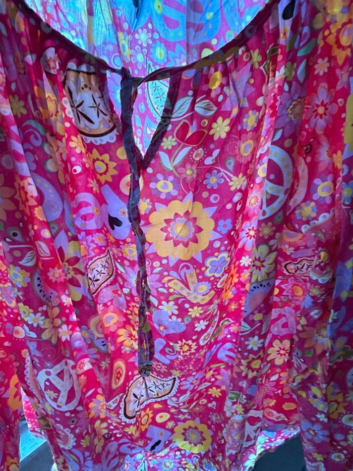 Blouse rose fleurie Farfalla taille unique - photo numéro 4