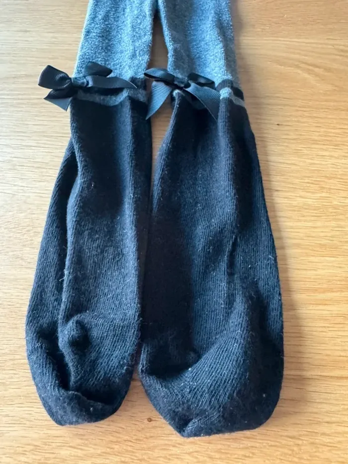 Lot 2 paires de collants un rose pâle / un noir et gris - Taille 2 Ans (pointure 19/22) - photo numéro 13