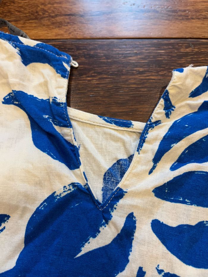 Top/ Haut/ Blouse imprimé en lin blanc et bleu zara taille S/36 - photo numéro 7