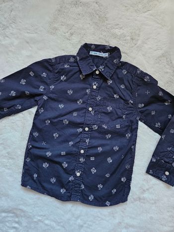 Chemise manches longues marine motif cactus