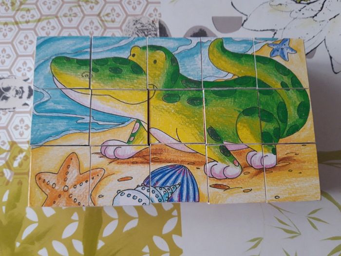 6 puzzles en cube en bois thème animaux sauvages - photo numéro 12