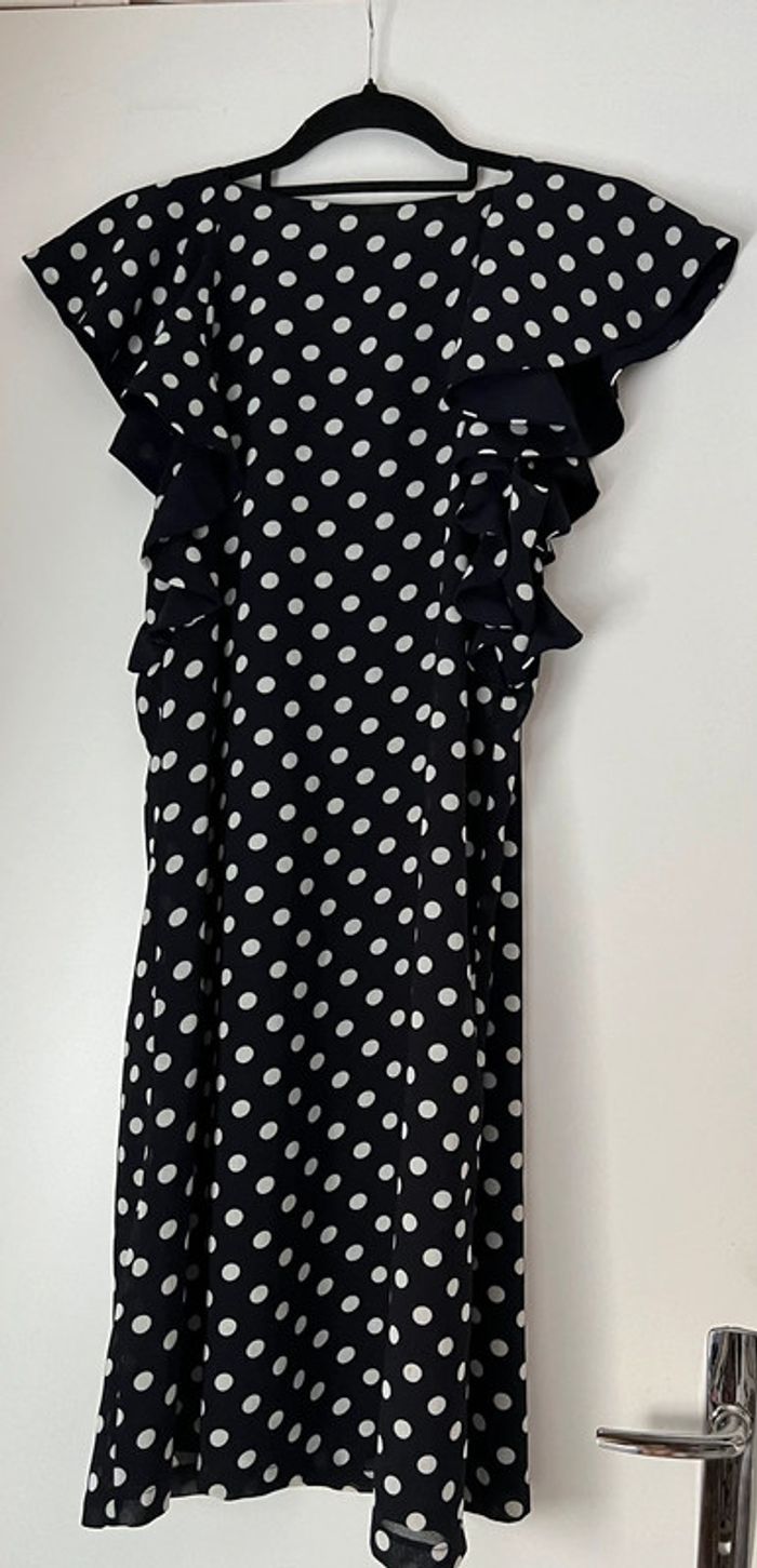 Robe droite imprimée pois avec volant Taille 36 - photo numéro 6