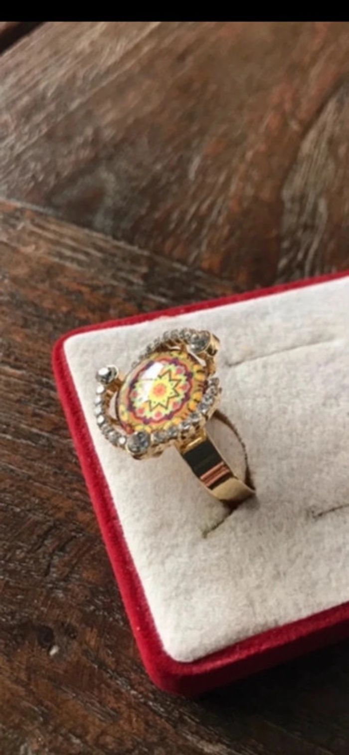 Magnifique bague réglage fleur avec strass et pierre - photo numéro 6