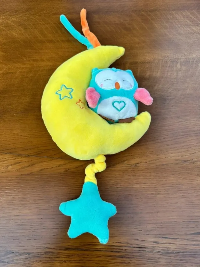 Peluche hiboux berceuse bébé jaune et bleu - photo numéro 6