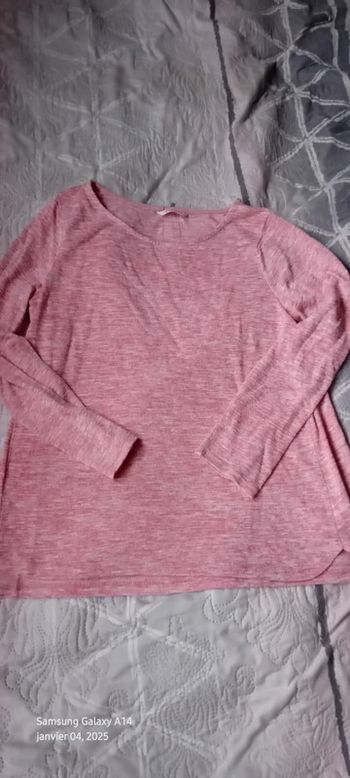 Pull fin fermeture éclair au dos rose chiné femme XL camaïeu