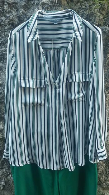 Blouse très élégante à rayures vertes et noires de Cortefiel 💕