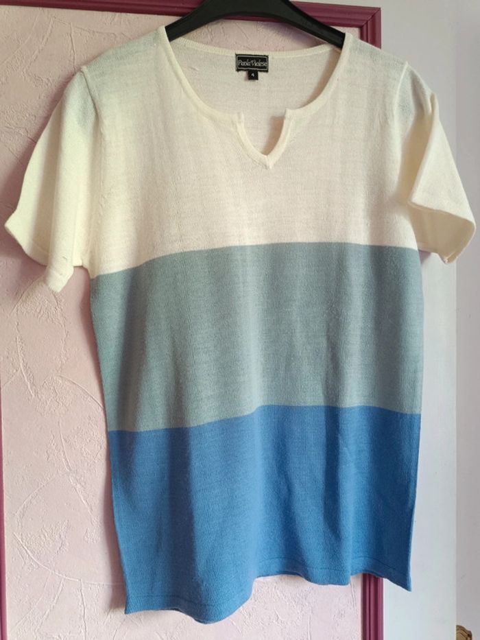 Haut bleu blanc " Paola Vialese" en T.4(42) - photo numéro 4