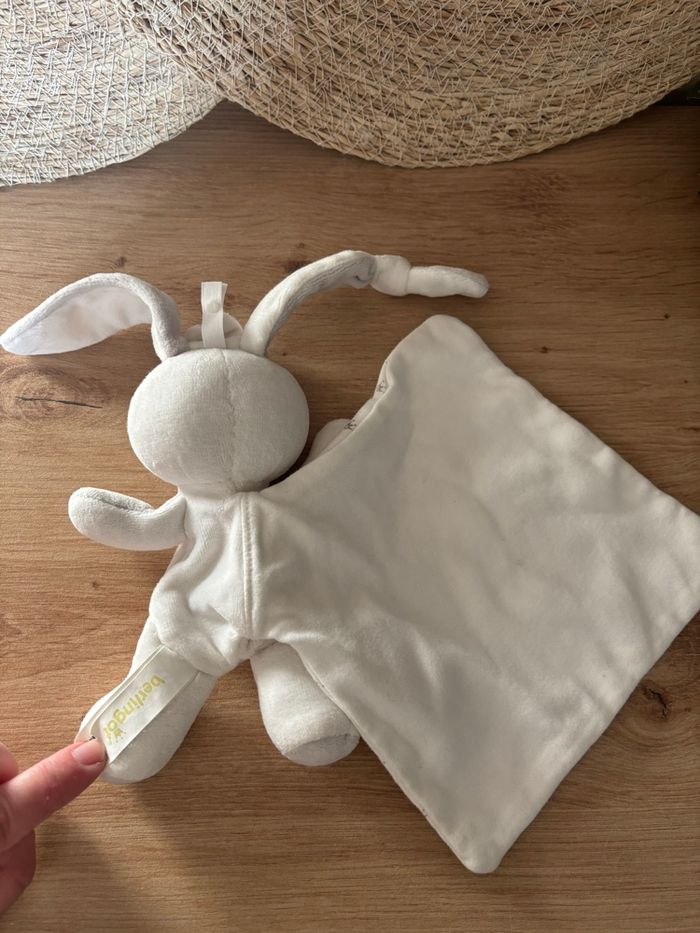 Doudou lapin mouchoir blanc gris couronne berlingot - photo numéro 2