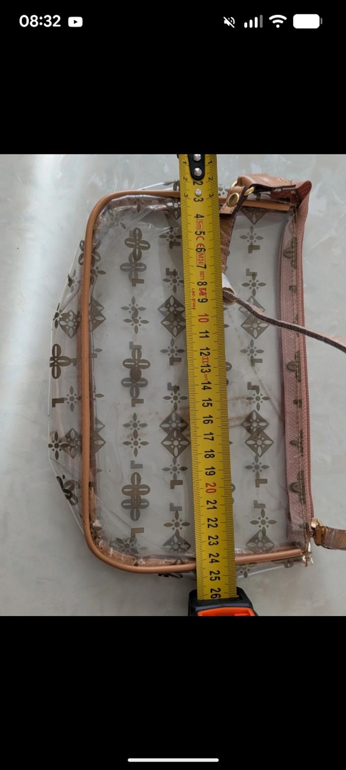 Magnifique sac vintage transparent imprimé beige-camel. - photo numéro 10