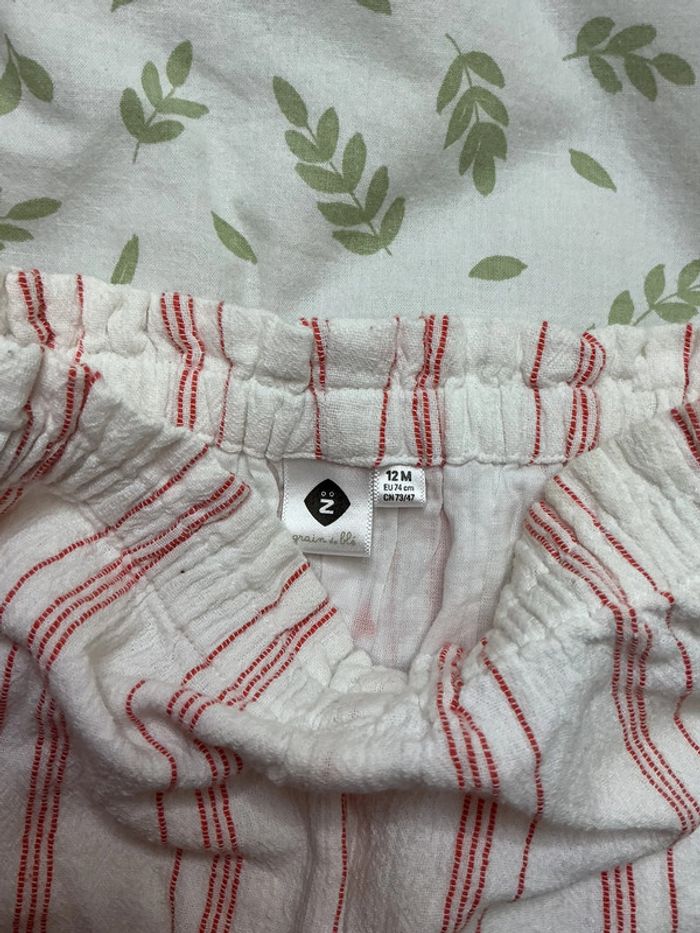 short blanc rayé corail 12 mois grain de blé - photo numéro 6