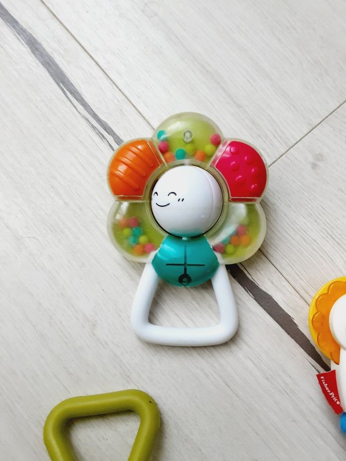 Lot 3 jouets bébés hochets avec billes instrument de musique tambourin - photo numéro 3