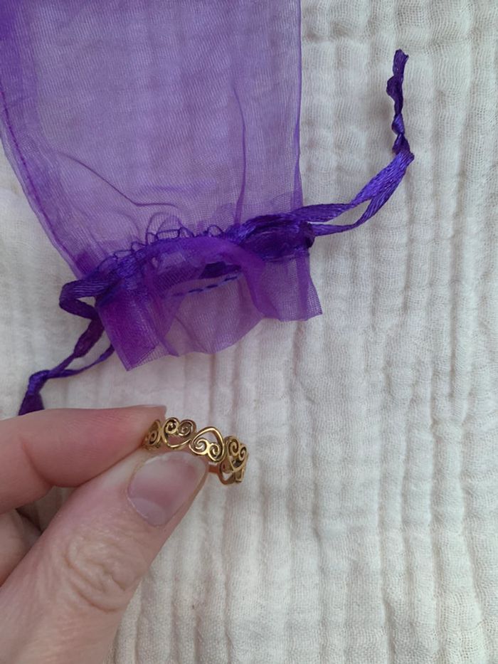 Bague dorée coeurs réglable