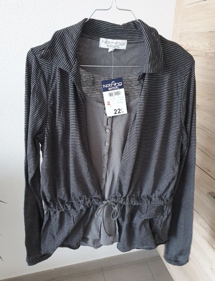 T shirt manches longues rayé gris
