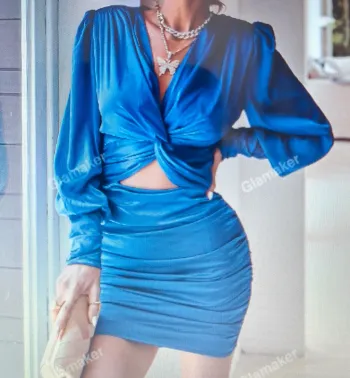 Robe satin bleu indigo