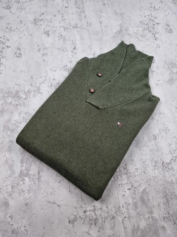 Pull col châle Tommy Hilfiger kaki L Hommes