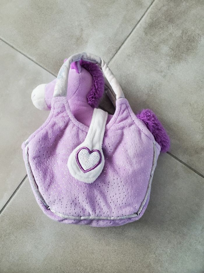 Peluche licorne et sac à main violet - fille