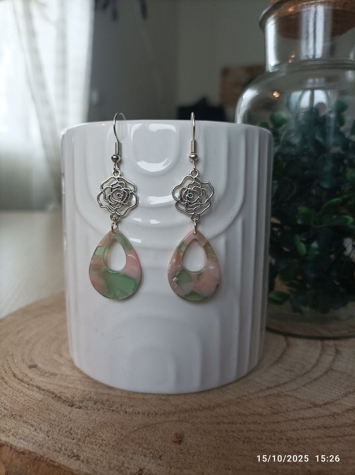 🌺 Boucles d'oreilles argentées