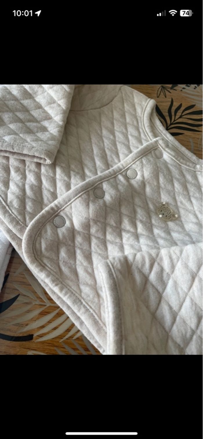 Ensemble 2 pièces pyjama d’hiver crème à motif ourson sergent major 3 mois - photo numéro 4