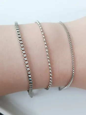 Lot 3 bracelets chaîne argentée tendance – style chic & moderne