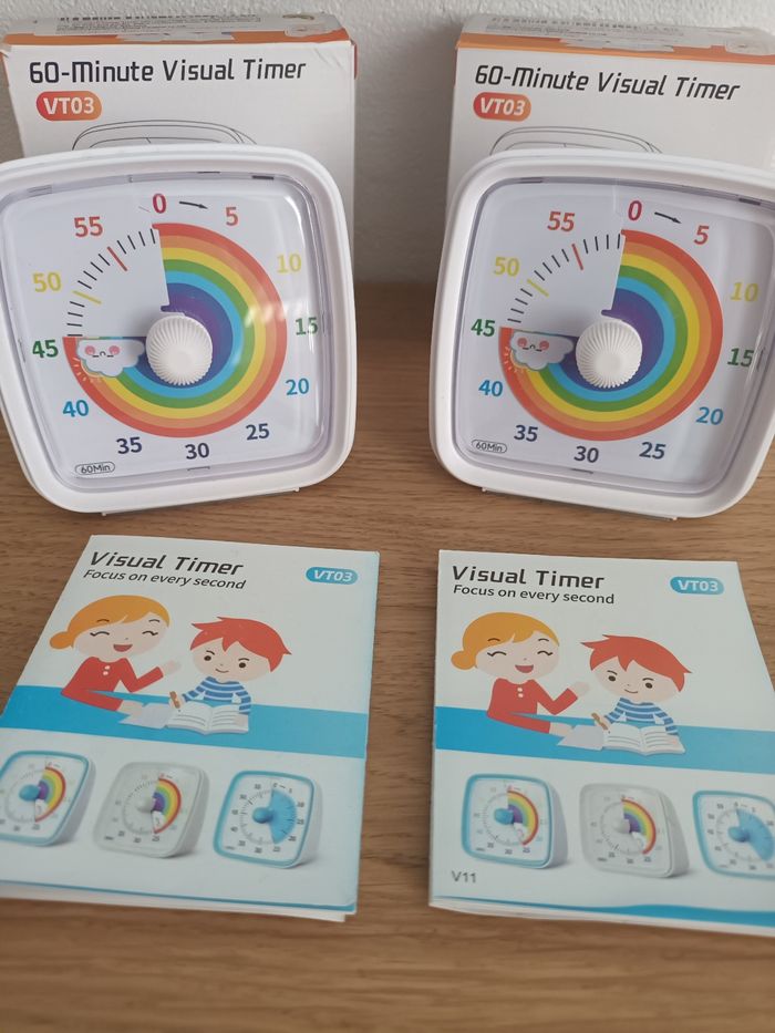 Lot de 2 Minuteur timer visuel pour enfant motif arc en ciel 🌈 neuf - photo numéro 2