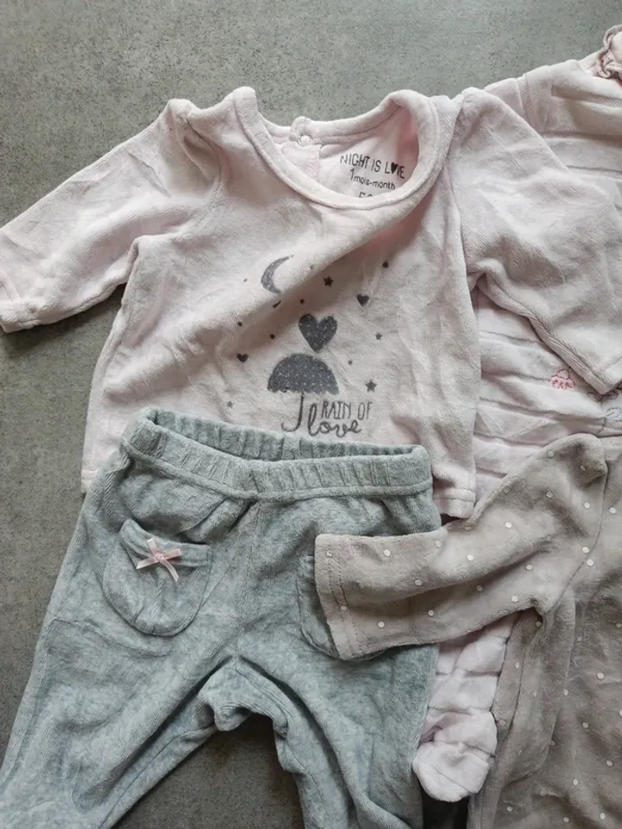 Lot de 3 pyjamas velours tape à l'oeil 1 mois - photo numéro 2