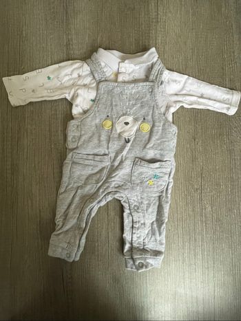 Ensemble salopette chemise 1 mois