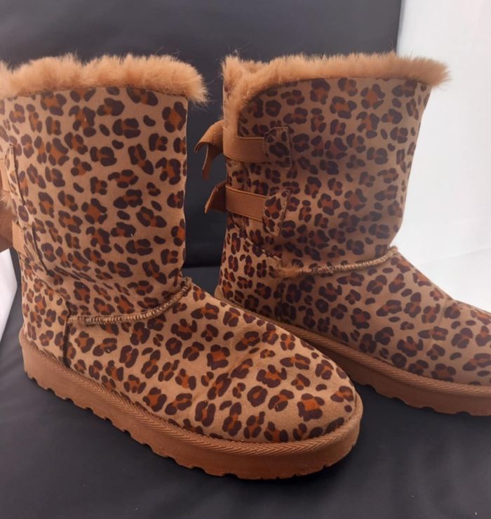 Bottes fourré motifs léopard P39 - photo numéro 2