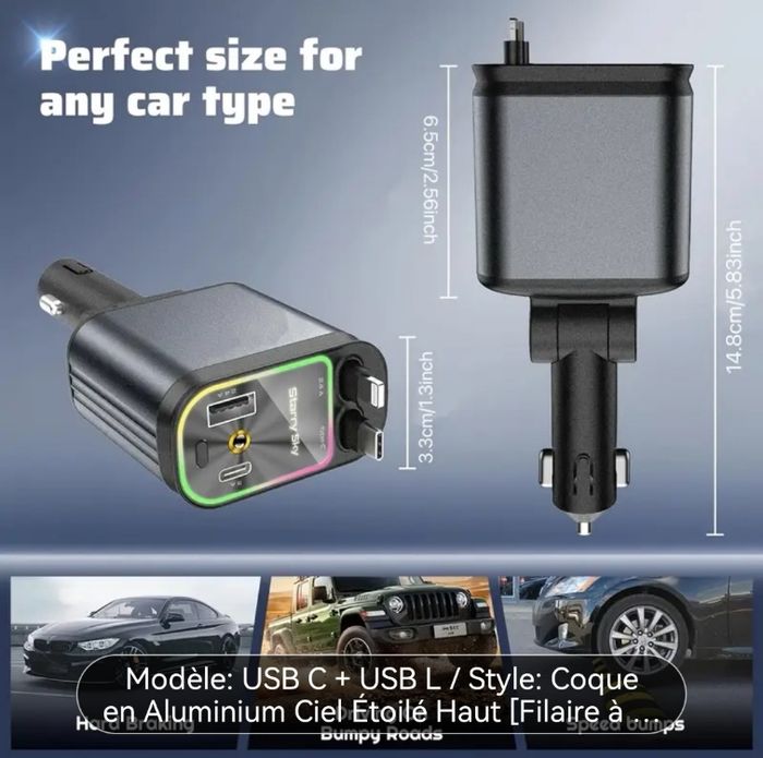 CHARGEUR VOITURE RETRACTABLE SAN.COMO - photo numéro 8