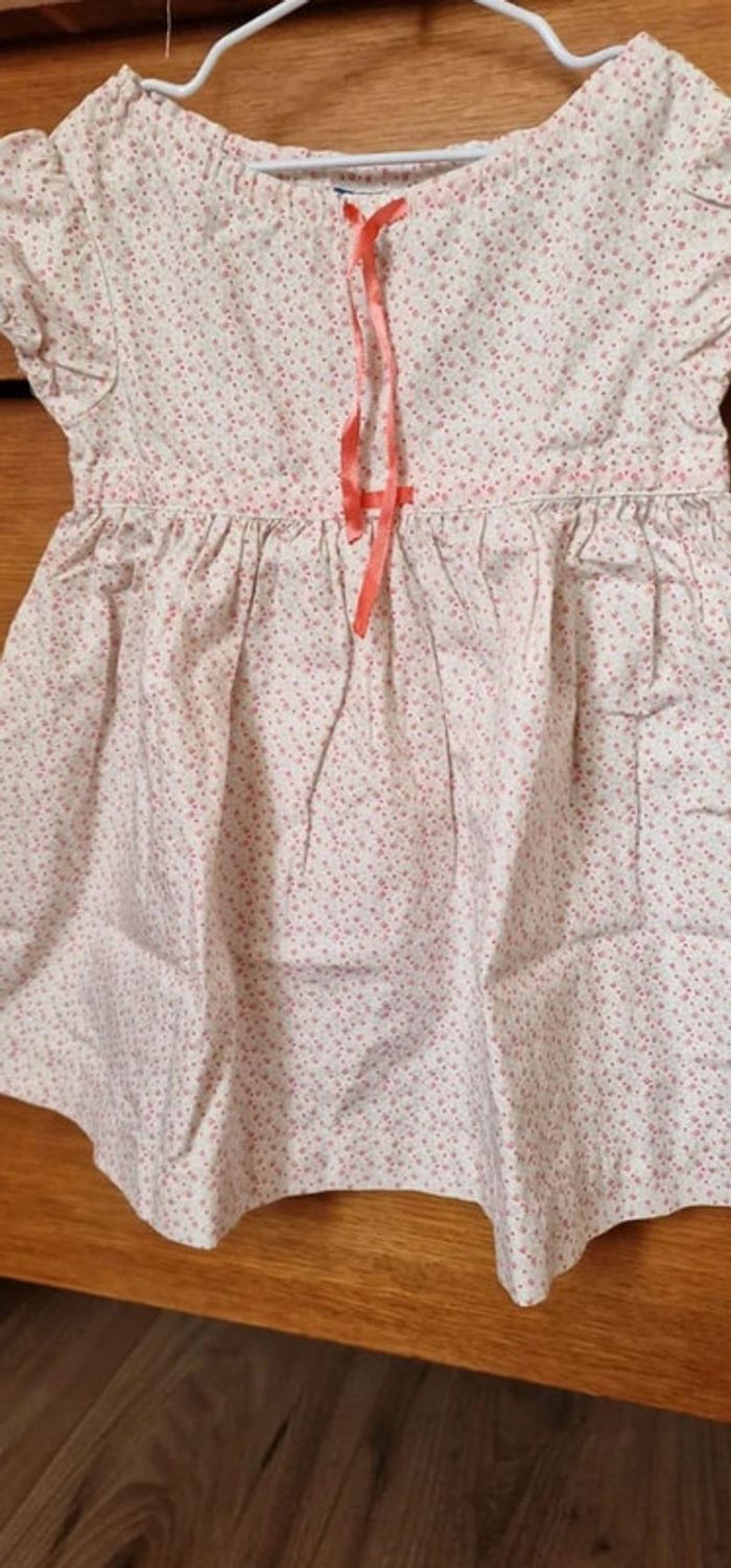 Robe d'Été Bout'chou, Taille 12 Mois, Motif Liberty, Liens à la Poitrine et au Col