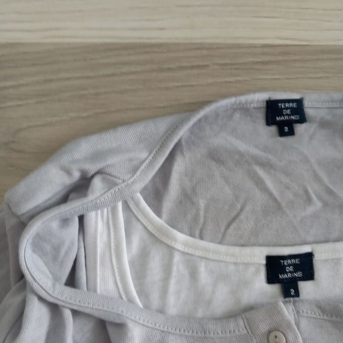 T-shirt femme gris à manches longues Terre de marins taille M - photo numéro 4