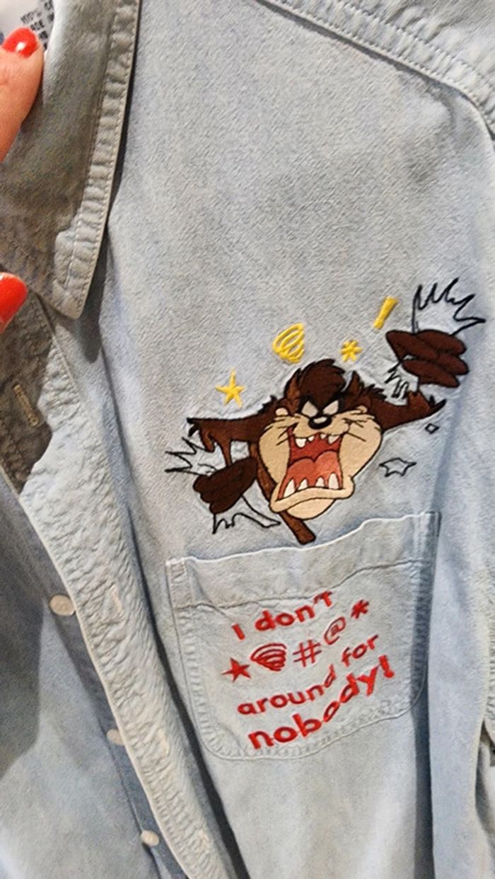 Chemise en coton brodé warner bros studio taille L - photo numéro 6