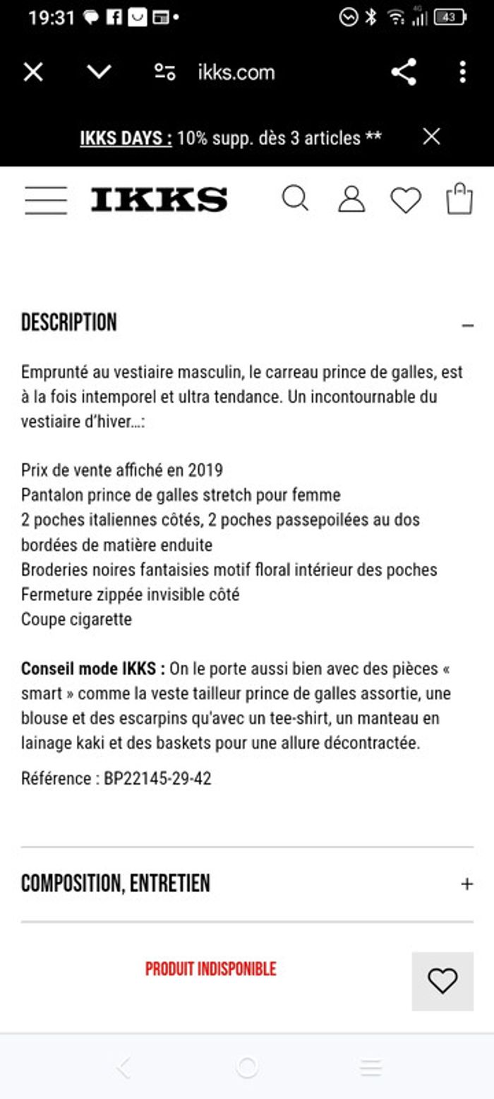 Pantalon cigarette 40 carreaux prince de galles c76 - photo numéro 20