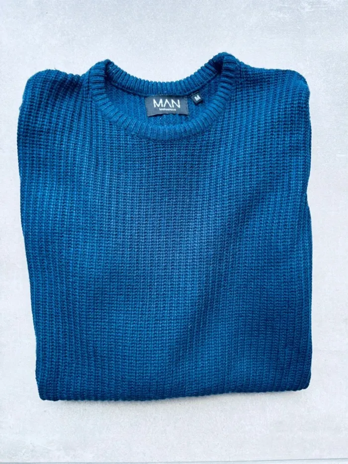 Magnifique pull bleu marine mailles Boohoo man