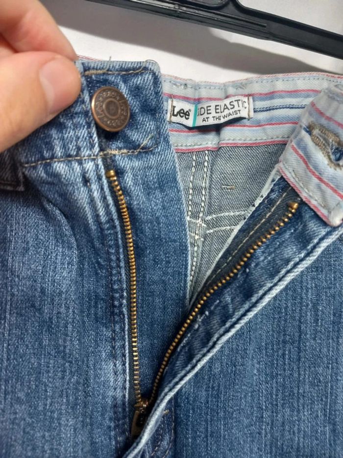 Jeans taille haute Lee vintage bleu foncé en coton - photo numéro 5