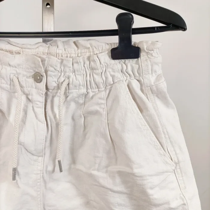 Short blanc taille haute à cordon – effet coton texturé – taille 38 A1032 - photo numéro 2