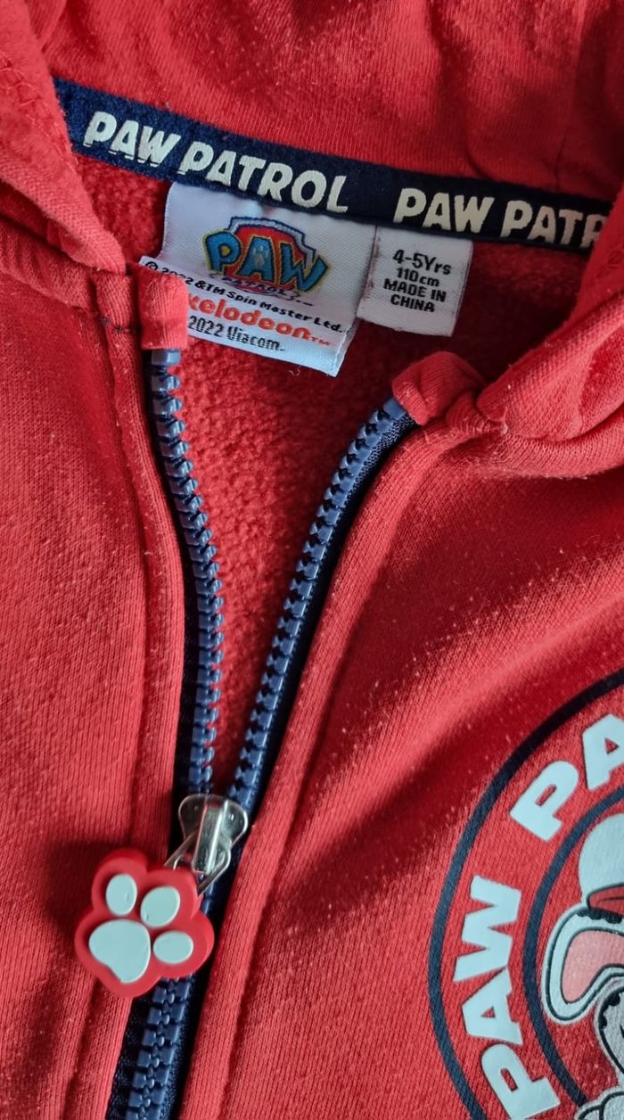 Sweat zippé Pat Patrouille 4-5 ans
