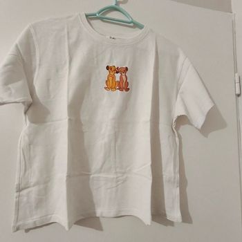T-shirt Blanc – Disney – Motif Simba et Nala – Taille M