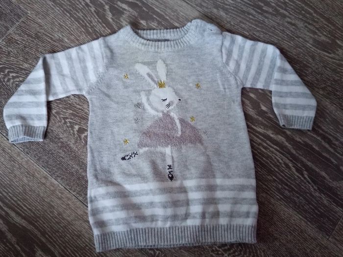 Robe pull léger grise lapin Primark 3 mois