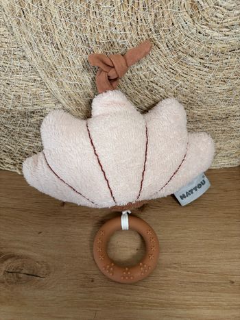 Doudou coquillage fleur musical marron rose nattou