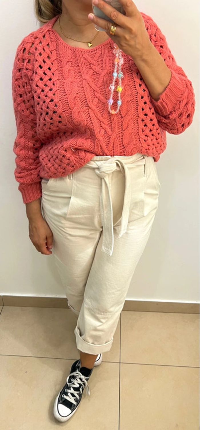 Pull Torsadée Maille Ajourée Taille Unique - photo numéro 3