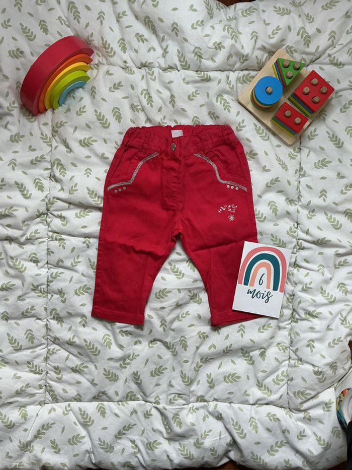 pantalon léger rose/rouge u tout petits taille réglable 6 mois