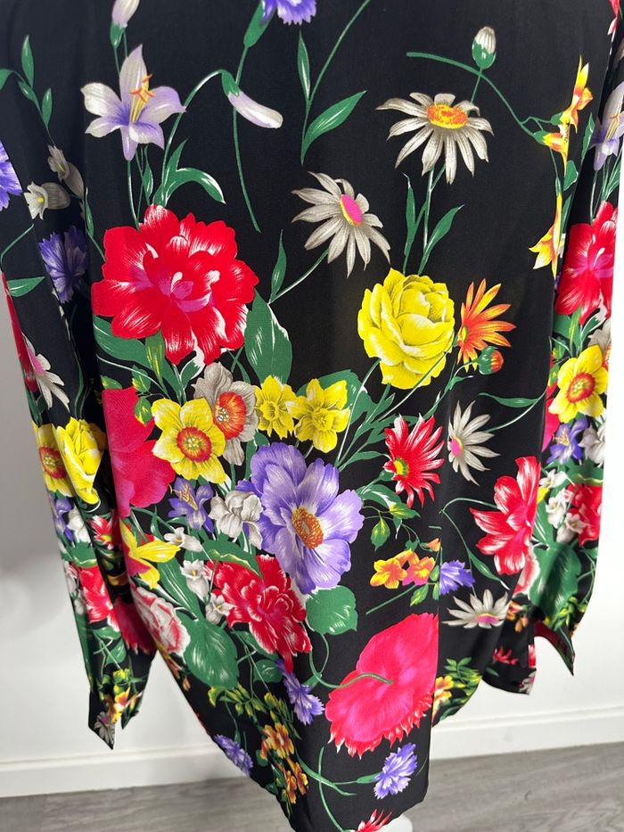 Blouse à fleurs noire et multicolore Gérard Pasquier Vintage T40 L - photo numéro 7