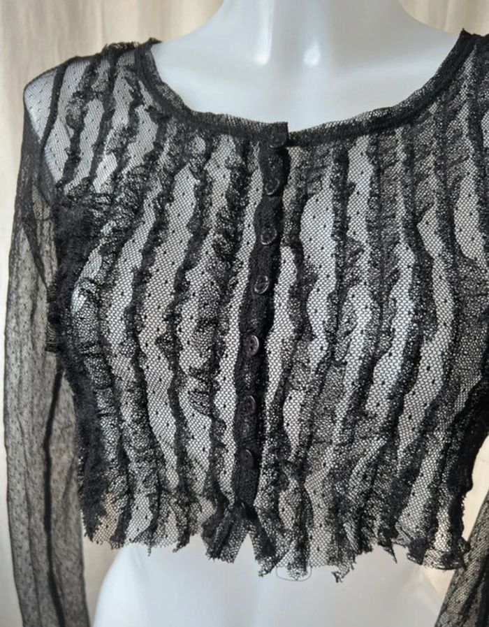 Soldes Summer Sales 🔥 Blouse crop top résille transparente vintage Goth 90s - Taille XS/S - photo numéro 5