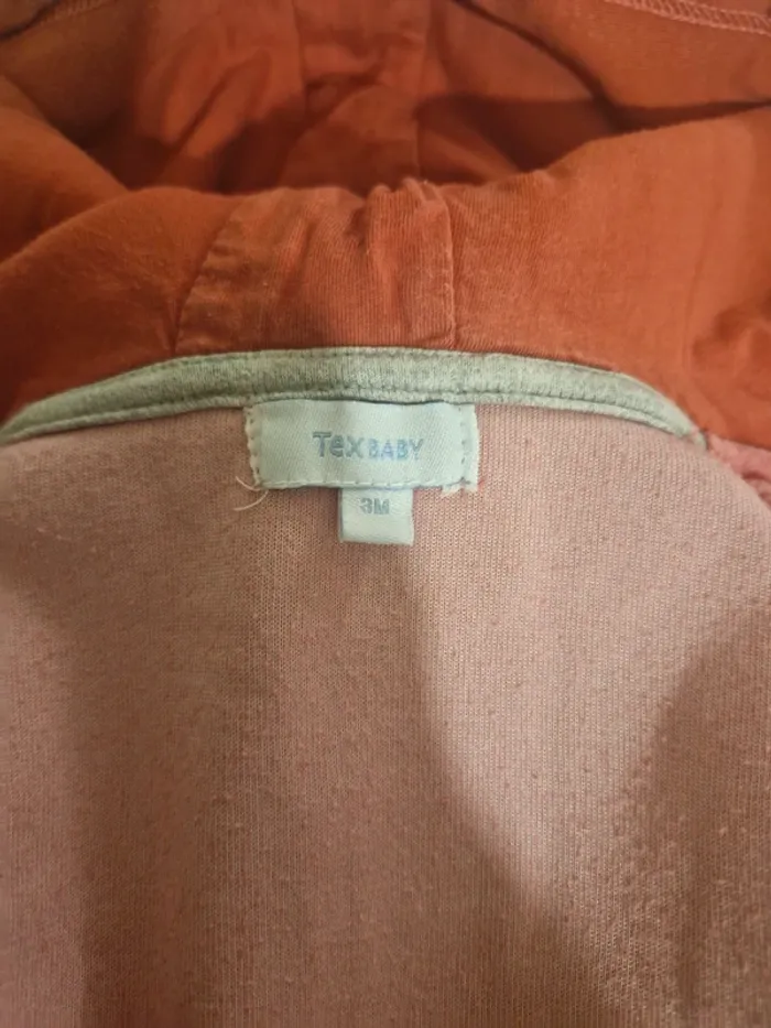 Gilet à capuche zippée en velours rose Tex Baby - photo numéro 5