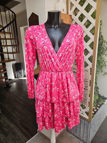 TQF robe rose papillons taille S